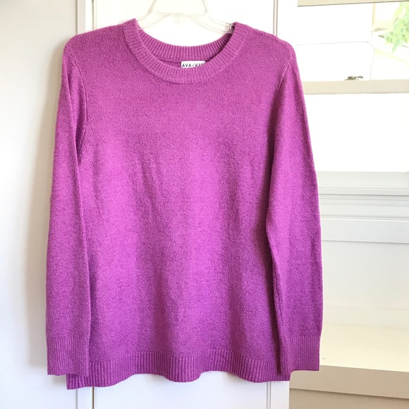 AVA & VIV Crew Neck Sweater Long Sleeve Purple Pink Women’s Plus Size 2X - Picture 1 of 13
